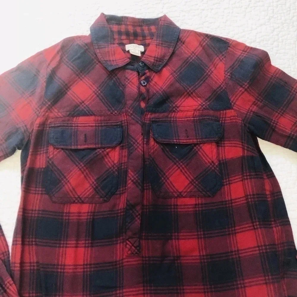 J. Crew Blue Red Plaid Flannel Shirt Dress
